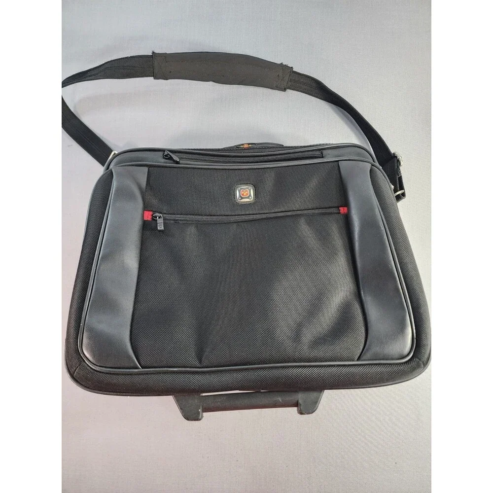 SwissGear Black Expandable Laptop Briefcase Messenger Bag with Shoulder Strap –
